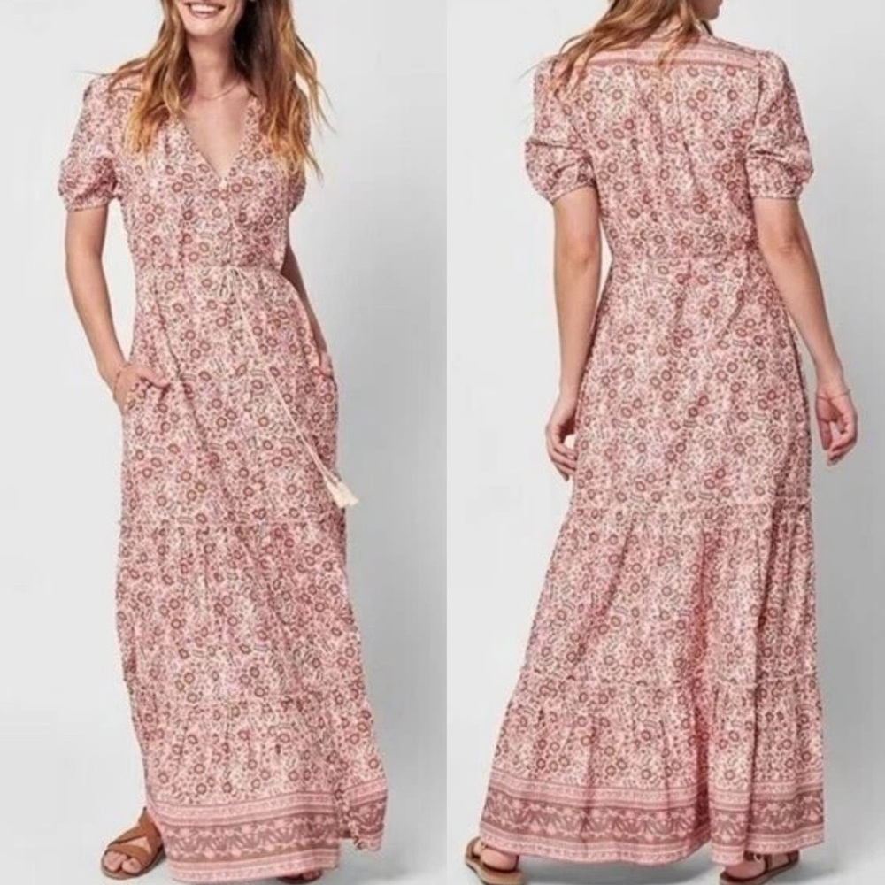 Faherty Orinda Maxi Dress in Earth Block Floral Print size XS - Picture 3 of 8